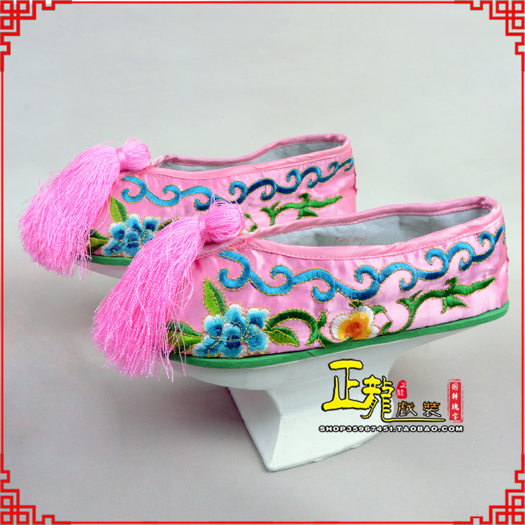 荔蒲京越剧戏鞋花盆底清朝皇后贵妃宫女花盆底 旗鞋