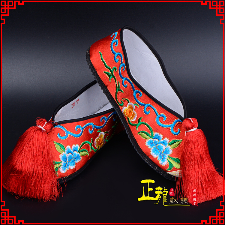 荔蒲京剧越剧戏曲彩鞋花旦绣花 普平底彩鞋