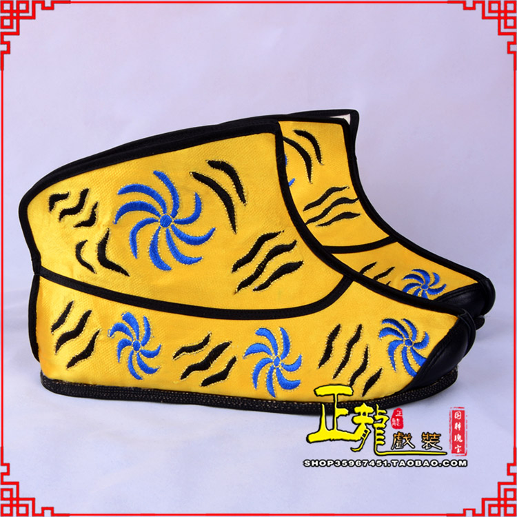 荔蒲.美猴王靴子虎纹靴金黄快靴 猴鞋