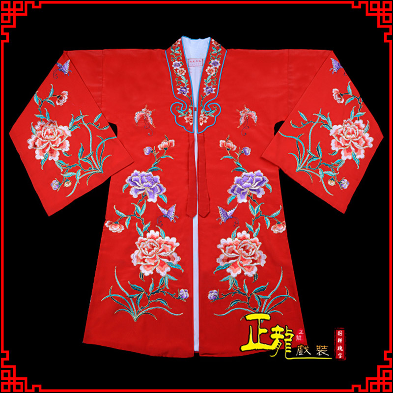 荔蒲青衣花旦戏服 好绉小叶牡丹女披